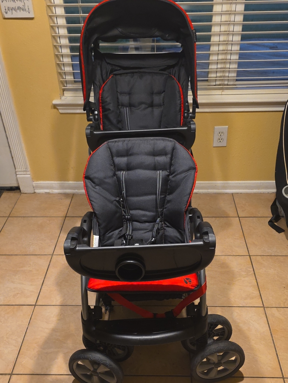 Coach Kids Stroller in Black with Red Trim